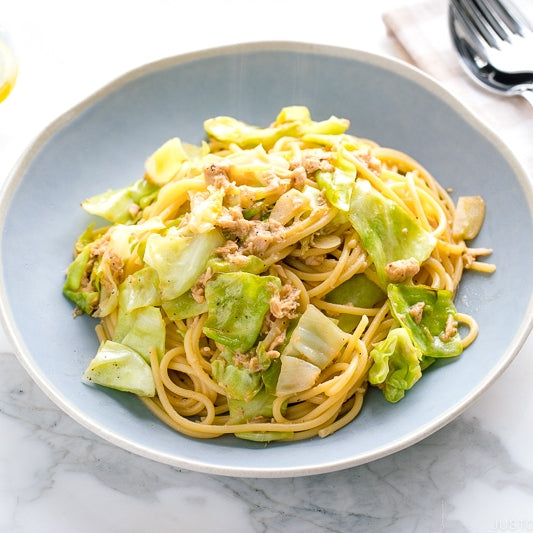 Miso Butter Pasta with Tuna and Cabbage